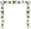 Artificial Hydrangea Flower Garland with Eucalyptus & Baby’s Breath 2PCS 6FT Floral Vines Greenery Garland for Mantel Wedding Arch Table Centerpiece Coastal Home Outdoor Decor (2, White) by Aviviho