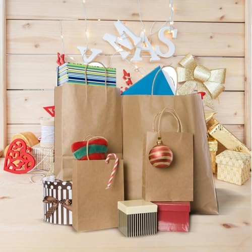 COGLARING 150Pcs Brown Kraft Paper Bags with Handles - Bulk Assorted Sizes for Retail, Takeout, Bakery & Party Favors | Durable Shopping & Gift Bags for Merchandise, Small Business - Image 6