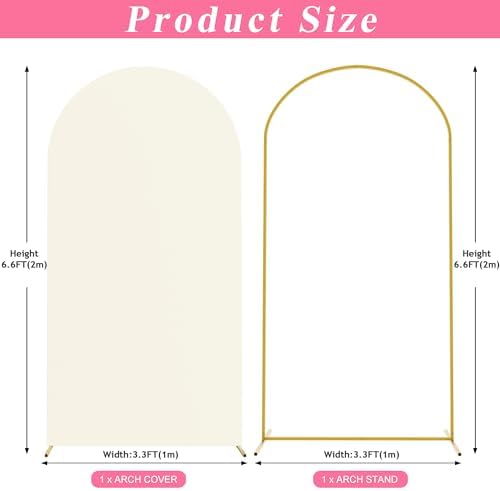 Putros Arch Backdrop Stand and Cover Set, 6.6ft Arch Stand with Ivory Cover - Image 2