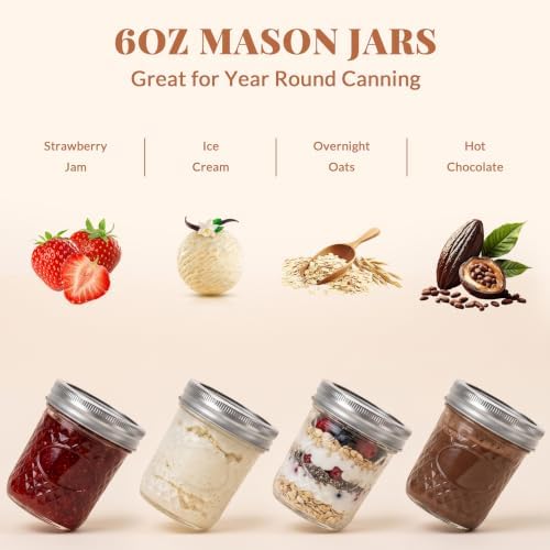 CycleMore 6 oz Mason Jars with Split Bands, 30 Pack Canning Jars - Image 6