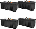 4 Packs Black Table Clothes for 8 Foot Rectangle Tables, Wrinkle Resistant Stretch Spandex Table Covers Fitted Tablecloth with Skirt for Event Banquet Wedding Birthday Party by PartyTalk