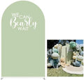 Arch Backdrop Covers Light Green Birthday Party Decorations We Can Bearly Wait Arched Stand Spandex Fabric Cover for Baby Shower Parties Decor (4.6x8FT) by KONPON