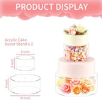 NPPLUS 2 Pcs Round Acrylic Cake Stand with Lid, Clear Fillable Cake Tier - Image 3