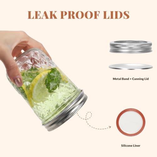 CycleMore 16 oz 12 Pack Crystal Mason Jars With Airtight Lids - Image 4
