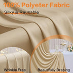 40ft×12ft Wrinkle Free Champagne Backdrop Curtain for Wedding Parties, 8 Panels 5×12ft Long Silky Polyester Fabric Backdrop Drapes Photo Back Drop Curtains for Birthday Photography Background Cloth - Image 4