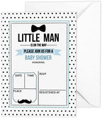 Pack of 30, Boy Baby Shower Party Collection, Baby Shower Invitation Cards, Fill in the Blank Invites WIth Envelopes, Little Man Theme Party Supplies by Inkdotpot