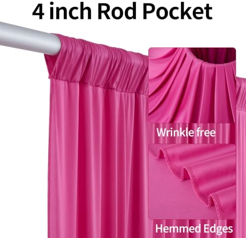 20ftx15ft Hot Pink Backdrop Curtains for Parties, Wrinkle Free Polyester Hot Pink Photo Backdrop Drapes 4 Panels 15 ft Long Back Drop Cloth for Wedding Birthday Photography Background Party - Image 2