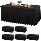 Wish Care 6 Pack Black Spandex Table Cloths for Rectangle Tables 4ft - One-Piece Wrinkle Free Fitted Table Cover 4 Foot Table Stretch Tablecloths for Party, Banquet, Wedding and Events by WishCare