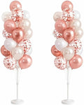 HIINS Rose Gold White Balloon Stand Kit Set of 2 with Base for Party Decor by HiinsPartyDecoration