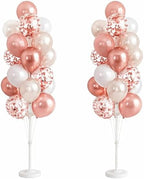 HIINS Rose Gold White Balloon Stand Kit Set of 2 with Base for Party Decor by HiinsPartyDecoration
