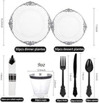 Hioasis 350 Pcs Clear Black Plates for Party - Image 2