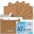 MOS Kraft 5x7 Invitation Envelopes A7 (5.25 x 7.25 Inch) 500 Pack, Self-Seal Heavyweight Brown Envelopes for 5x7 Cards, Photos, Rustic Wedding Invitations, Baby Shower by Marathon+Office+Supply