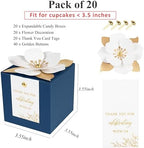 FEIYI 20 PCS 3.55“ Navy Blue Gift Boxes，Party Favor box with flowers - Image 2