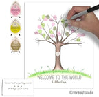 Girls Baby Shower Fingerprint Tree Guestbook Alternative, 11x14 Inches - Image 5