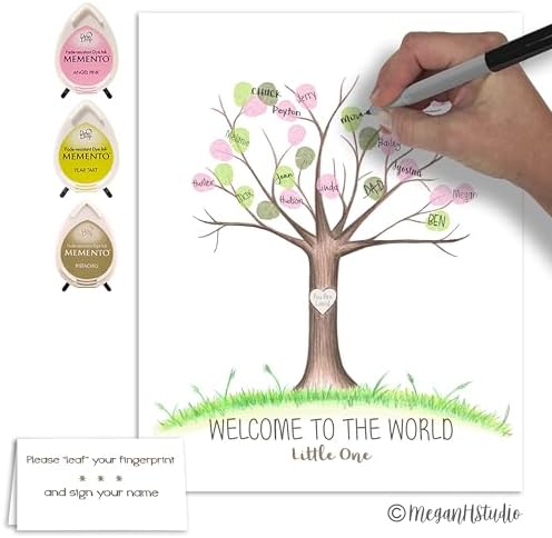 Girl's Baby Shower Fingerprint Tree Set Guestbook Alternative, 8.5x11 - Image 5