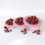 Pink 3Pcs Half-Circle Nesting Metal Cake Stand Set 8/10/12 Inch Tray - Image 3