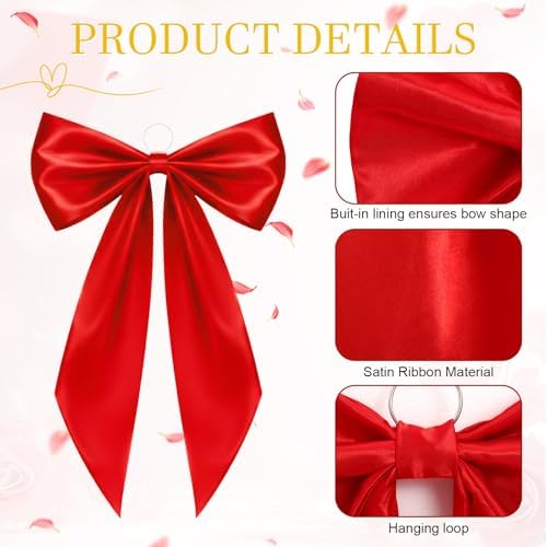 Crowye 7 Pcs Giant Satin Bow Decor, Large Red Backdrop Decor - Image 3