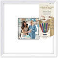 Solid Wood Signature Frame With Square Opening - White Wood - Black Accent Mat - Guest Book Alternative With Gel Pens Made in the USA by CustomPictureFrames