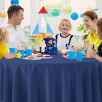 32 Pack Navy Blue Plastic Tablecloth for Round Tables, Premium Decorative Navy Blue Disposable Table Cloths for Parties, Navy Round Party Table Cover for Birthday Wedding Banquet Event, 84 Inch - Image 5