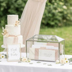 12.6" x 6" x 9" Wedding Glass Card Box with Slot and Lock for Wishing Well, Keepsake, Envelope - Birthday Party Reception Decor, Silver (Glass Box Only) Slot Length 7.3 Inches - Image 2