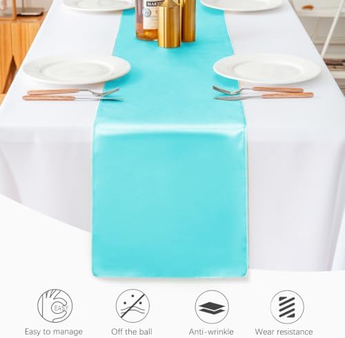 20 Pack Satin Table Runner 12 X 108 Inch Silk Table Runner for Party,Wedding, Birthday, Banquets,Decoration(Turquoise) - Image 4