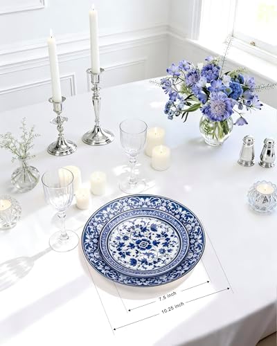 Hioasis Blue Plastic Plates, Fancy Disposable Pates, 60 Pcs for 30 Guests - Image 2
