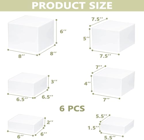 6Pcs Buffet Risers, Food Risers for Buffet Table, Acrylic Cube Display Risers with Hollow Bottom, Food Display Stand for Party Jewelry Dessert Figures (Size 5.5",6",6.5",7",7.5",8") - Image 3