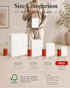 qiqee 200-Packs White Paper Gift Bags with Handles Bulk 4.5"x2.5"x6" Mini Size Paper Bags Multiple Uses - Image 2