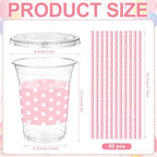 Sliner 50 Sets Pink Polka Dot Plastic Cups 16oz, Cartoon Mouse Party Favors - Image 3