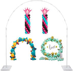 Decojoy Balloon Arch Stand, 7.5ft Large Round Backdrop Frame, Adjustable Half Circle Arch, 2 set Reusable Metal Ballon Column Kit with Base 3IN1 for Birthday, Wedding, Graduation, Shower Party by Decojoy