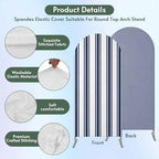 Strip Spandex Arch Backdrop Cover for Balloon Garland, Rustic Farmhouse Strip Blue Double-Sided Chiara Backdrop Stand Cover, Elastic Background for Birthday Party, Baby Shower Decor 6.6FT - Image 5