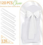 120 PCS White Satin Chair Sashes, 7 x 108 Inch - Image 2