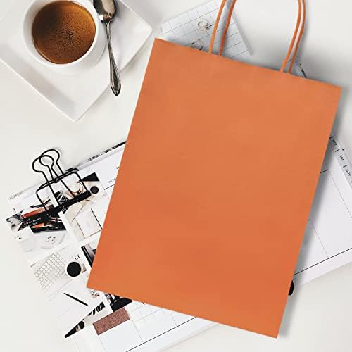 Nexmint Orange Gift Bag 8"x10.5": 120 Pack Bulk Medium Kraft Paper Bags with Handle. Great for Holiday Party, Autumn Festivities, Favors, Goodie, Candies, Shopping, Business, Retail - Image 6