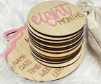 Monthly Baby Milestone Cards for Girls – 13 Wooden 3D Milestone Discs with Hello World Birth Announcement Sign – Newborn Photo Props for Baby Girl - Image 4