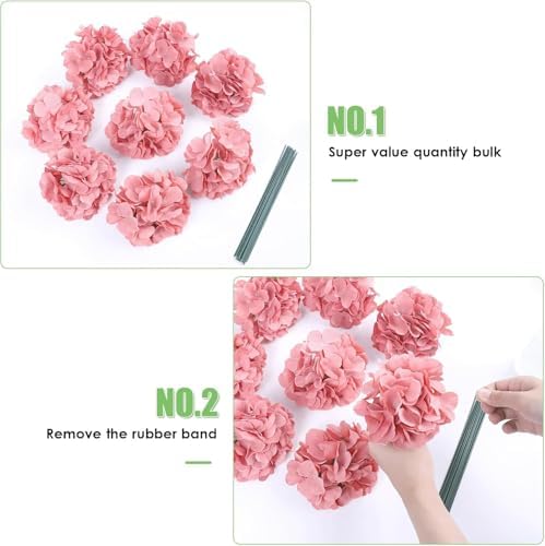 AVIVIHO 105PCS Dusty Rose Fake Flowers Hydrangea Artificial Flowers Bulk (Not Squished, No Steaming Need) Silk Flowers with Stems for Wedding Decor,Home,Baby Shower,Table Centerpieces Decoration - Image 6