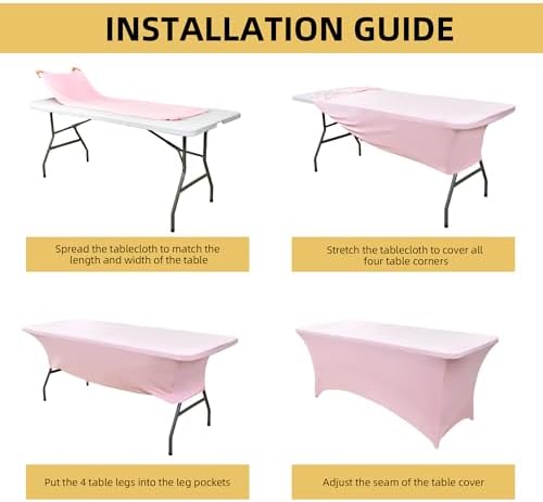 6-Pack 6ft Spandex Table Covers for Rectangle Standard Folding Tables - Wrinkle Resistant Stretch Tablecloths - Ultimate Fitted Table Protector for Parties, Trade Shows, Wedding - Image 5