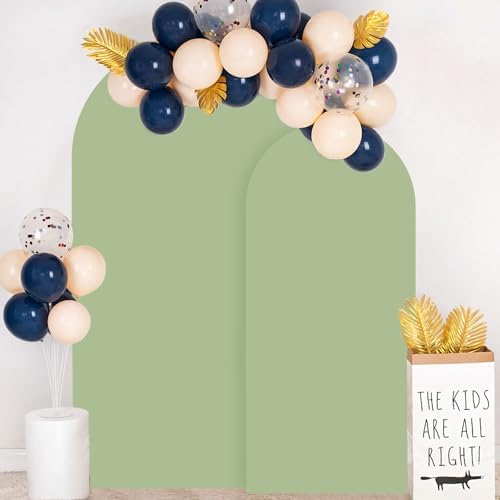 FOTSHARER Sage Green Spandex Arch Cover 6FT 7.2FT Arch Covers Stretchy Set of 2 Wedding Arch Stand Cover for Chiara Wall Round Top Arches Fabric Cover Garland for Graduation Party - Image 6