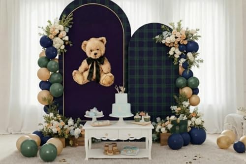 Moukeren Tartan Plaid Teddy Bear Arch Backdrop Cover 6ft and 7.2ft - Image 6