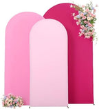 Pink Arch Backdrop Cover 3 Set-4FT, 5FT, 6FT Spandex Fitted Wedding Arch Stand Covers for Baby Shower Girls Birthday Party Wedding Ceremony Banquet Photo Arch Stand Background Decorations by Suppromo