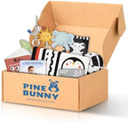Pine Bunny Montessori 9-in-1 Newborn Sensory Toy Set for 0+ Months Plush Bed Wrap Vision Ball, Black & White Cards Mirror Bed Surround Elephant Teether Educational Learning Tummy Time Development Toys - Image 7