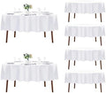 Fokitut 6 Pack Round Tablecloth, 90 Inch, Stain Resistant and Wrinkle Polyester Table Cloth, Fabric Table Cover for Kitchen Dining, Wedding, Party, Holiday Dinner-White by Fokitut