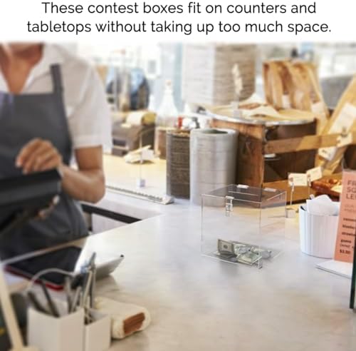 Marketing Holders Charity Donation Ballot Box 6" Square Locking Polling Bin Clear Acrylic Countertop Suggestion Cube Piggy Bank Tip Collection Container - Image 4