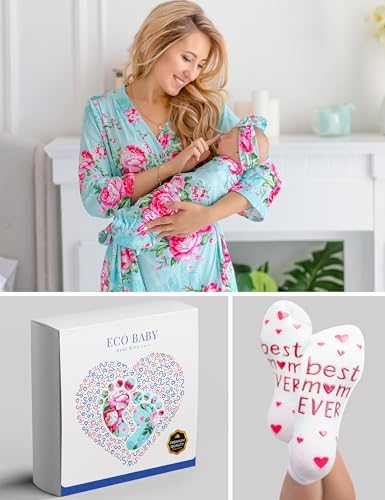 Mommy and Me Robe and Swaddle Set | Maternity Robe Matching Baby Girl, Boy - Image 6