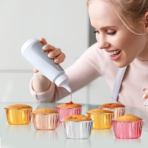 Bokon 200 Pack Cupcake Liners with Dome Lids and Spoons 3.5 oz Mini Foil Baking Cups Disposable Muffin Liners Pans Holders Containers Cupcake Wrappers for Wedding Birthday Party Individual Bakery - Image 5