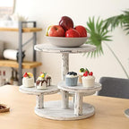 SwallowLiving 5 Tier Round Cupcake Tower Stand for 60 Cupcakes Wihte Wooden Cake Stands Farmhouse Tiered Tray Decor Cupcake Display for Birthday Graduation Baby Shower Tea Party and Wedding - Image 4