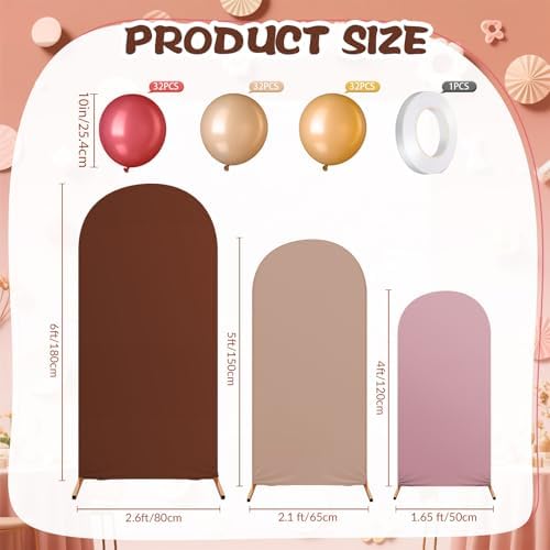 Mindsoft Pastel Colors Arch Backdrop Cover Set of 3 with 96 Pcs Balloon, 4ft 5ft 6ft Spandex Fitted Stretchy Backdrop Stand Covers for Baby Shower Wedding Birthday Photo Banquet Party Decoration - Image 4