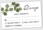 50 Blank RSVP Cards with White Envelopes-Greenery Style Response Card-RSVP for Wedding-Rehearsal Dinner-Baby Shower-Bridal Shower-Engagement Party Invitations by Inkdotpot