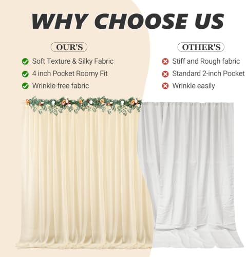 40ft x 10ft Champagne Backdrop Curtains, Wrinkle-Free Sheer Chiffon Fabric Photo Backdrop Drapes for Wedding Arch Party Ceremony Stage Photography Decorations - Image 7