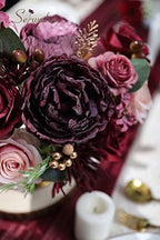 Serwalin Burgundy Purple Artificial Flowers, Silk Rose Flowers for Wedding - Image 7