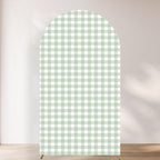 Checkered Gingham Arch Backdrop Cover 6.6ft Green and White Plaid Party by Unknown